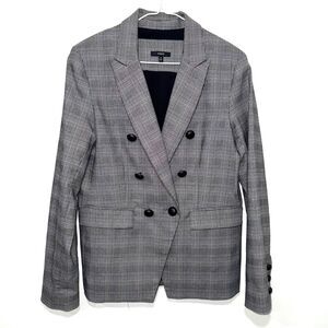 Drew Plaid Houndstooth Double Breasted Blazer - Black/White M